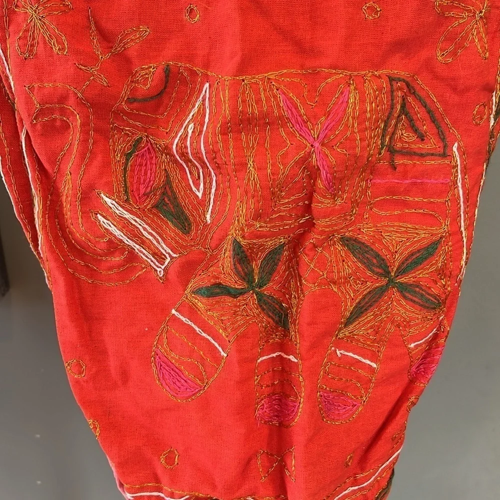 🛼🐠Embroidered bag backpack from India elephant cinch top pink orange BUDGET